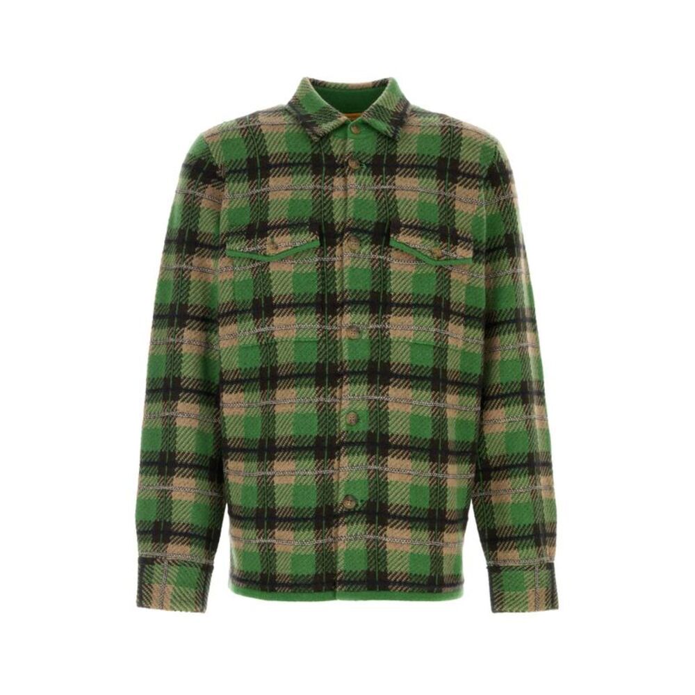 Guest In Residence Men Embroidered Cashmere Plaid Shirt